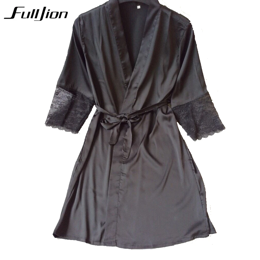 Фото Женское кружевное атласное платье Fulljion однотонное мягкое ночное белье банный(China)