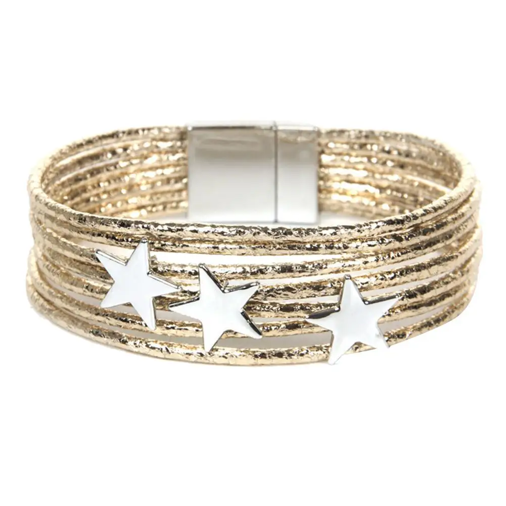 Creative Fashion Boho Women Multi-layer Circle Star Faux Leather Bracelet Magnetic Cuff Bangle Female Statement Party Jewelry
Creative Fashion Boho Women Multi-layer Circle Star Faux Leather Bracelet Magnetic Cuff Bangle Female Statement Party Jewelry