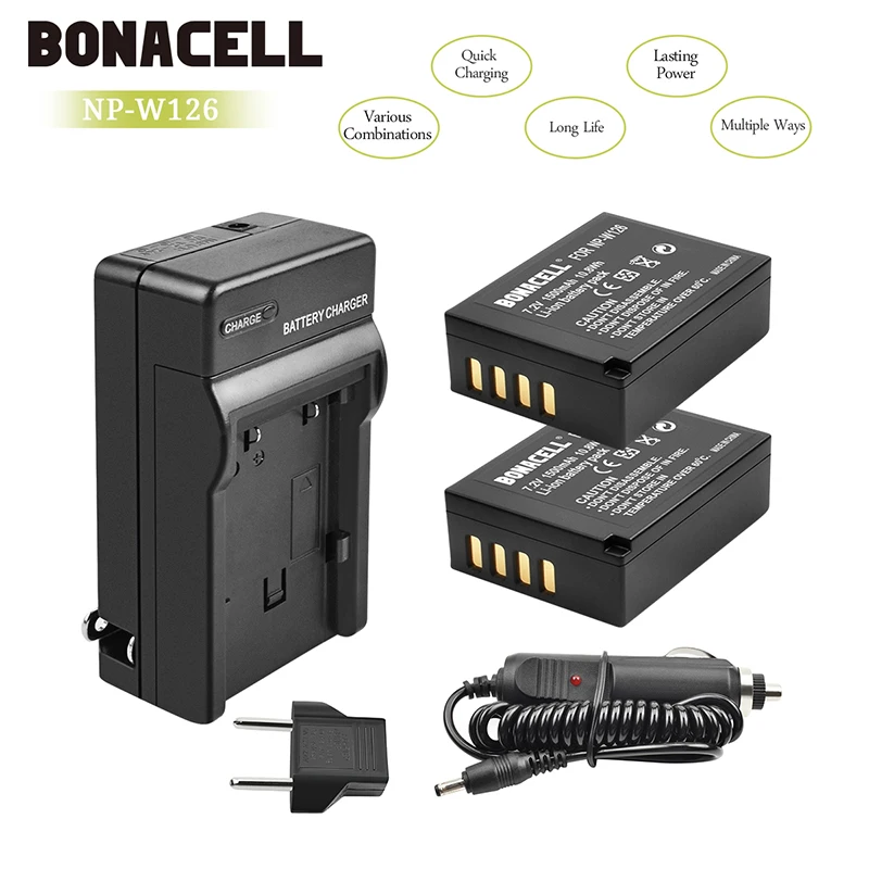 Bonacell 2 шт. NP-W126 NP-W126S зарядное устройство для Fujifilm X-M1 X-A1 X100F X-T1 X-T2 X-A10 X-E2S HS30EXR HS35EXR X-T20 |