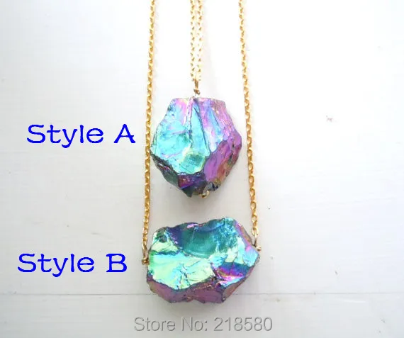 SN-018 Two Styles Free Form Raw Rainbow Crystal Quartz Nugget Necklace Long Chain Necklace Sliver Or Gold Electroplated Chain
SN-018 Two Styles Free Form Raw Rainbow Crystal Quartz Nugget Necklace Long Chain Necklace Sliver Or Gold Electroplated Chain
