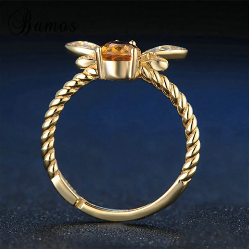 Bamos Luxury Yellow Zircon Adjustable Animal Ring Vintage Gold Color Engagement Rings For Women Cute Bee Jewelry Wedding Band
Bamos Luxury Yellow Zircon Adjustable Animal Ring Vintage Gold Color Engagement Rings For Women Cute Bee Jewelry Wedding Band