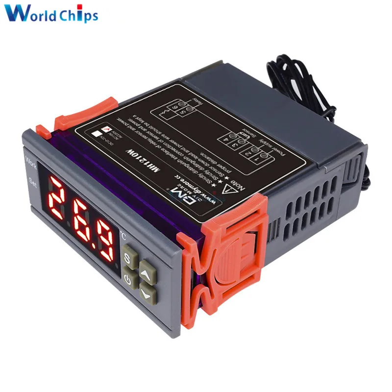 MH1210W 90-250V 10A 220V Digital Temperature Thermostat Regulator Controller -50~110 Celsius Heating Cooling Control NTC Sensor
MH1210W 90-250V 10A 220V Digital Temperature Thermostat Regulator Controller -50~110 Celsius Heating Cooling Control NTC Sensor