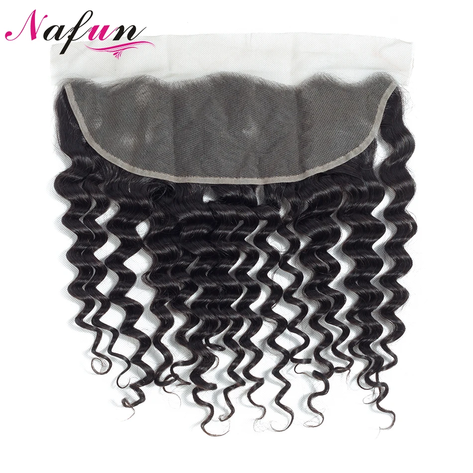 NAFUN волосы глубокая волна кружева фронтальное закрытие малазийские не Реми 100%