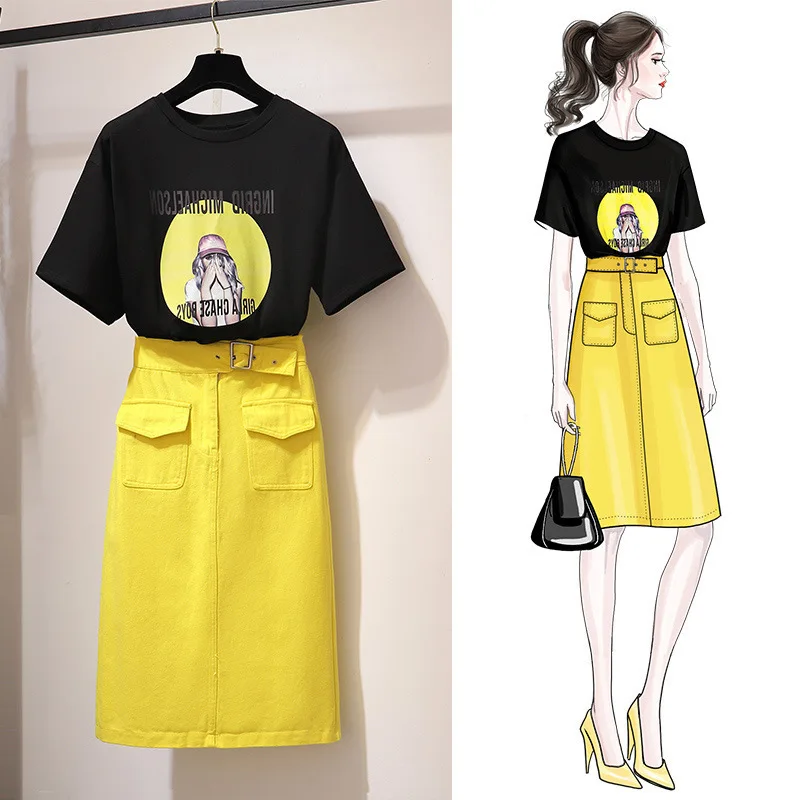 2019 Korean Style Woman Clothing Set Summer Short Sleeve Printed T Shirt+Casual Skirt Elegant Vintage Woman Suits 2 Piece Set
2019 Korean Style Woman Clothing Set Summer Short Sleeve Printed T Shirt+Casual Skirt Elegant Vintage Woman Suits 2 Piece Set