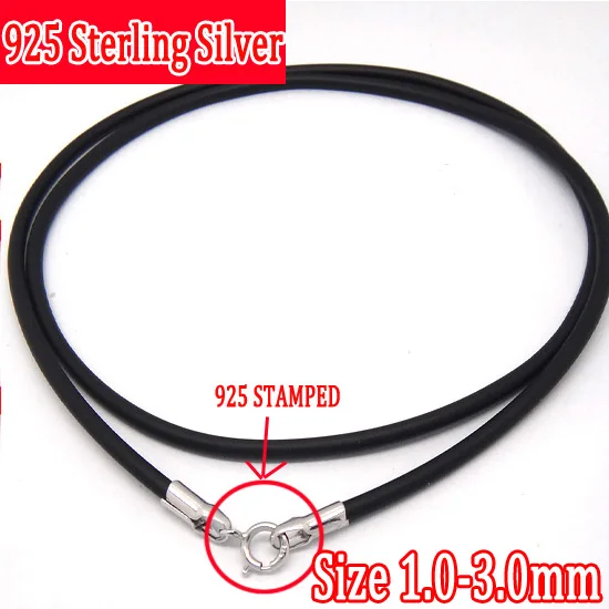 2pcs 925 sterling silver 45cm 1.5mm DIY necklace chain black flexible rubber rope jewelry accessories
2pcs 925 sterling silver 45cm 1.5mm DIY necklace chain black flexible rubber rope jewelry accessories