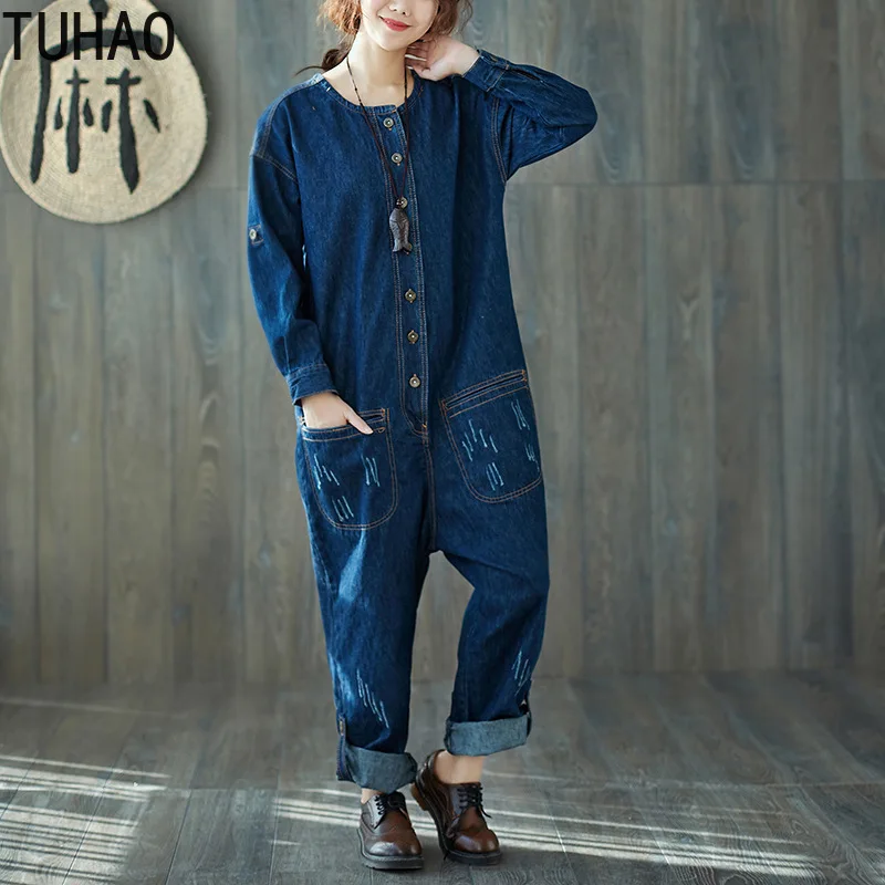 TUHAO PLUS SIZE Jumpsuit Womens Rompers oversize Harem Denim Jumpsuit Women Big Pocket Sleeveless Hole Overalls Female LLJ
TUHAO PLUS SIZE Jumpsuit Womens Rompers oversize Harem Denim Jumpsuit Women Big Pocket Sleeveless Hole Overalls Female LLJ