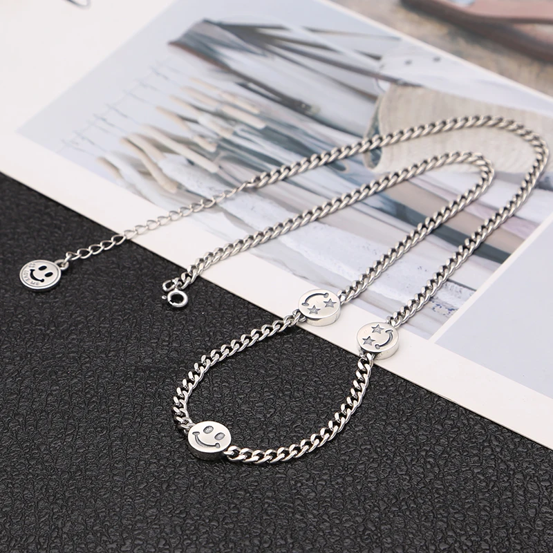 Trendy silver jewelry vintage 925 sterling silver smiling face necklace for women silver chokers necklaces hot sell
Trendy silver jewelry vintage 925 sterling silver smiling face necklace for women silver chokers necklaces hot sell
