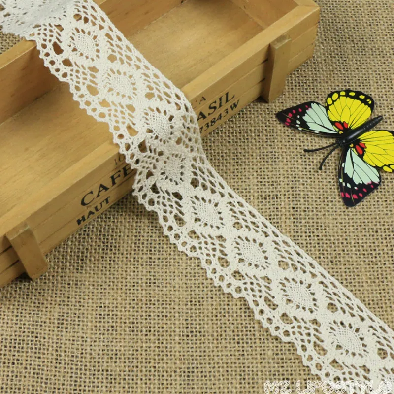 10 ярдов/партия кружевная лента из 100% хлопка 43 мм|lace fabric|cotton lace ribbonlace ribbon |
