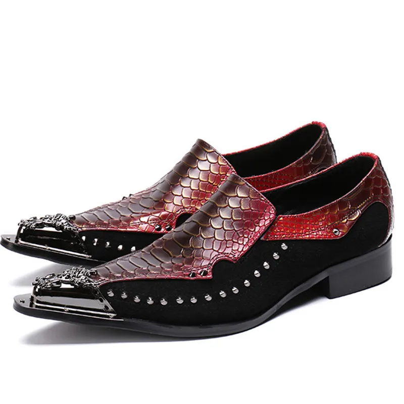 Red black squama genuine leather wedding men shoes snake pattern metal toe lstring bead male banquet Shoes
Red black squama genuine leather wedding men shoes snake pattern metal toe lstring bead male banquet Shoes