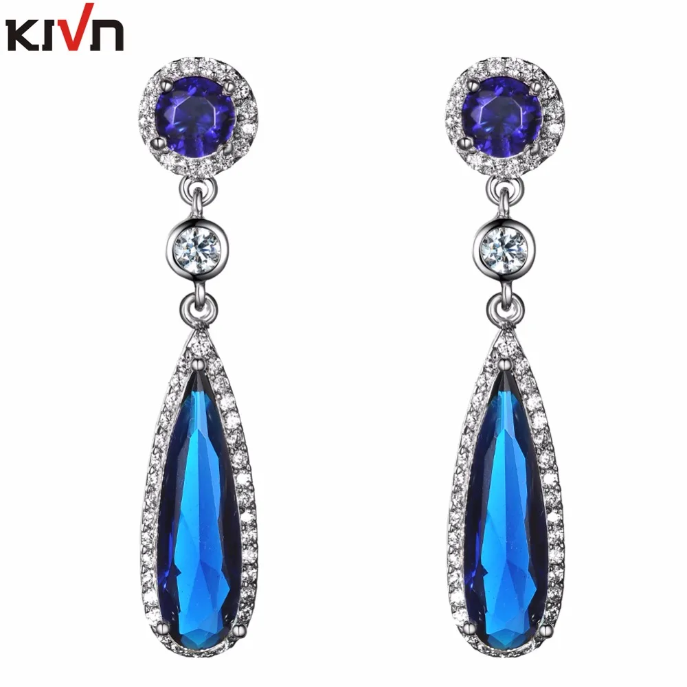 KIVN Fashion Jewelry Blue Dangle Pave CZ Cubic Zirconia Womens Girls Bridal Wedding Earrings Christmas Birthday Promotion Gifts
KIVN Fashion Jewelry Blue Dangle Pave CZ Cubic Zirconia Womens Girls Bridal Wedding Earrings Christmas Birthday Promotion Gifts