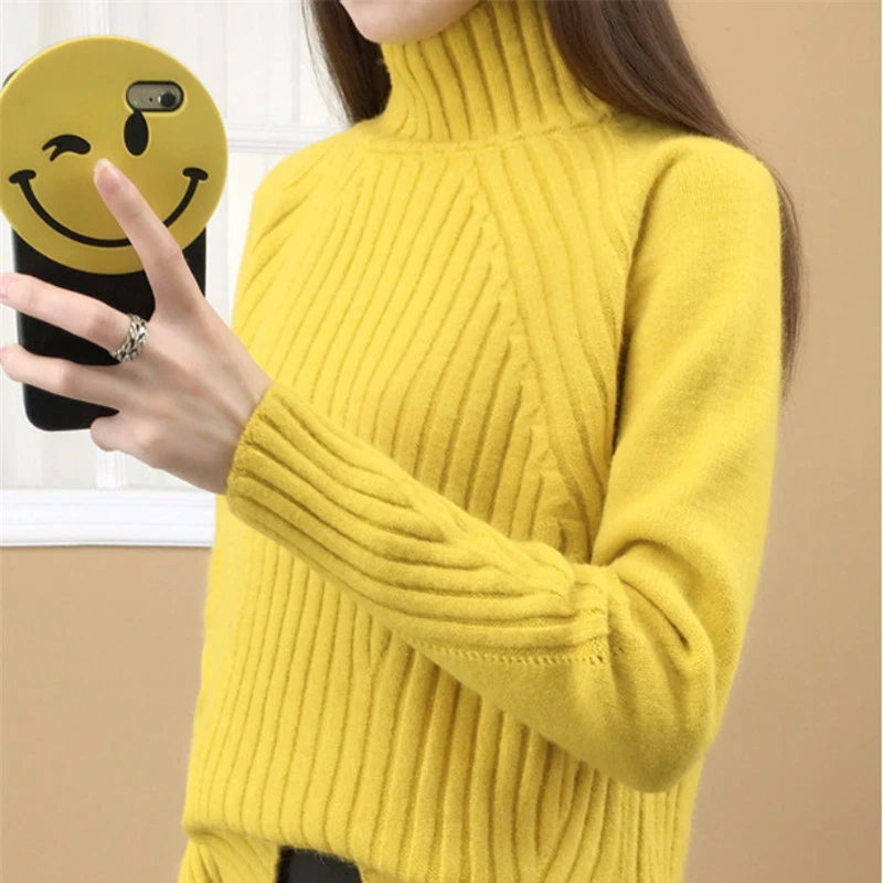 2019 Women Sweater High Collar Solid Color Sweater Pullover Autumn Winter Clothes Thicken Warm Knitted Sweater Top Jumper
2019 Women Sweater High Collar Solid Color Sweater Pullover Autumn Winter Clothes Thicken Warm Knitted Sweater Top Jumper