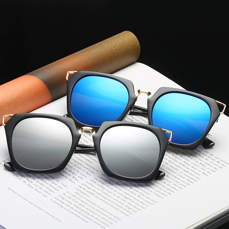Солнцезащитные очки кошачий глаз для мужчин и женщин пластиковые с цветными