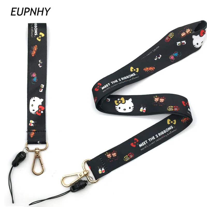 EUPNHY 2 шт. Hello kitty шаблон мобильный ремень для телефона мультфильм шеи брелок шнур
