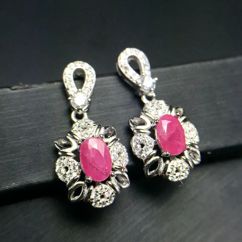 Almei Natural Ruby Earrings for Women, 925 Sterling Silver, 4*6mm*2 Pcs Gemstone Wedding Engagement Party Jewelry FR116
Almei Natural Ruby Earrings for Women, 925 Sterling Silver, 4*6mm*2 Pcs Gemstone Wedding Engagement Party Jewelry FR116
