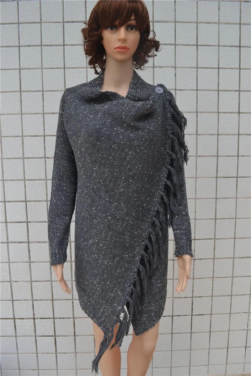 

Criss cross knitted cardigans for women fashion irregular slim fringe long cardigan female winter sweater jackets sale