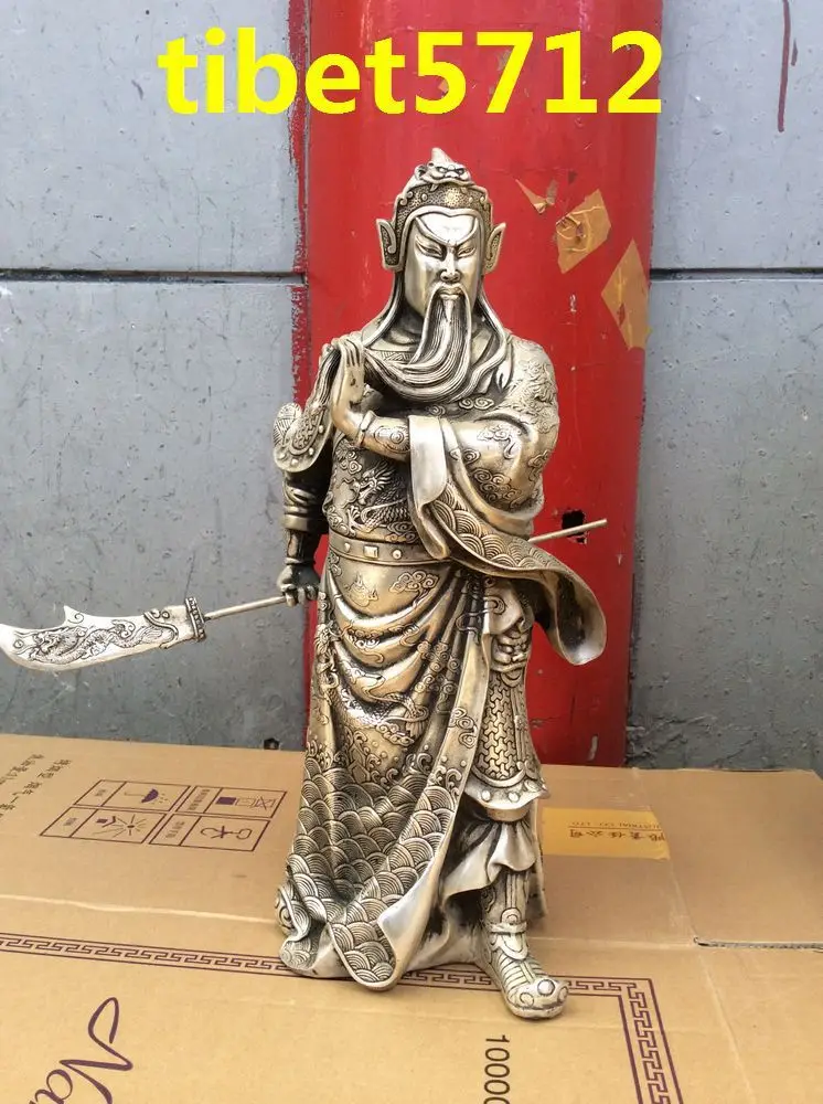 SCY Китай бронзовое покрытие серебро guan gong игровой меч статуя украшение сада 100%