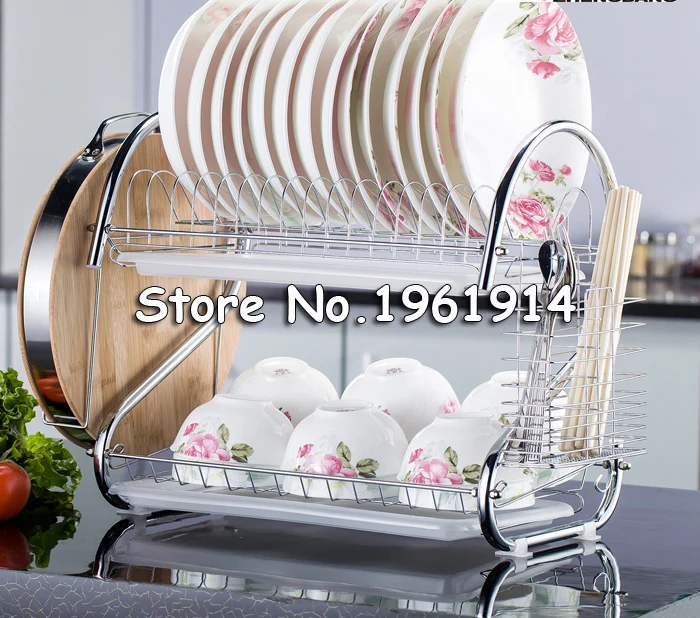 Free Ship Dish Rack Set 2-Tier Chrome Stainless Plate Dish Cutlery Cup Rack with Tray steel drain bowl rack kitchen dish shelf
Free Ship Dish Rack Set 2-Tier Chrome Stainless Plate Dish Cutlery Cup Rack with Tray steel drain bowl rack kitchen dish shelf