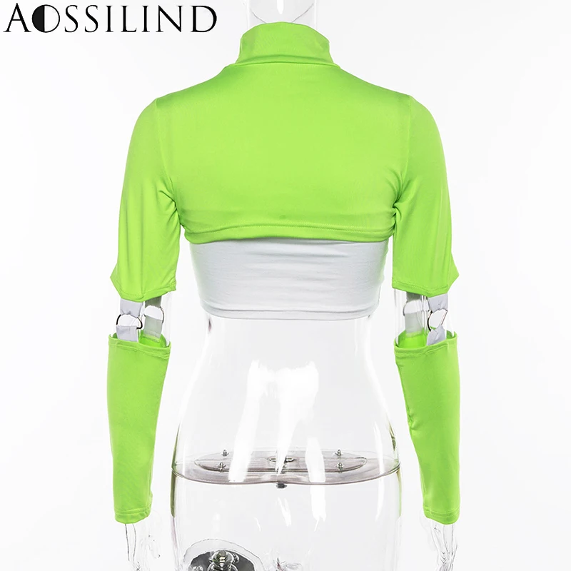 AOSSILIND Hollow Out Long Sleeve Sexy Cropped T Shirt Tops Women Autumn Fluorescent Green Turtleneck Short Party Tee shirt
AOSSILIND Hollow Out Long Sleeve Sexy Cropped T Shirt Tops Women Autumn Fluorescent Green Turtleneck Short Party Tee shirt