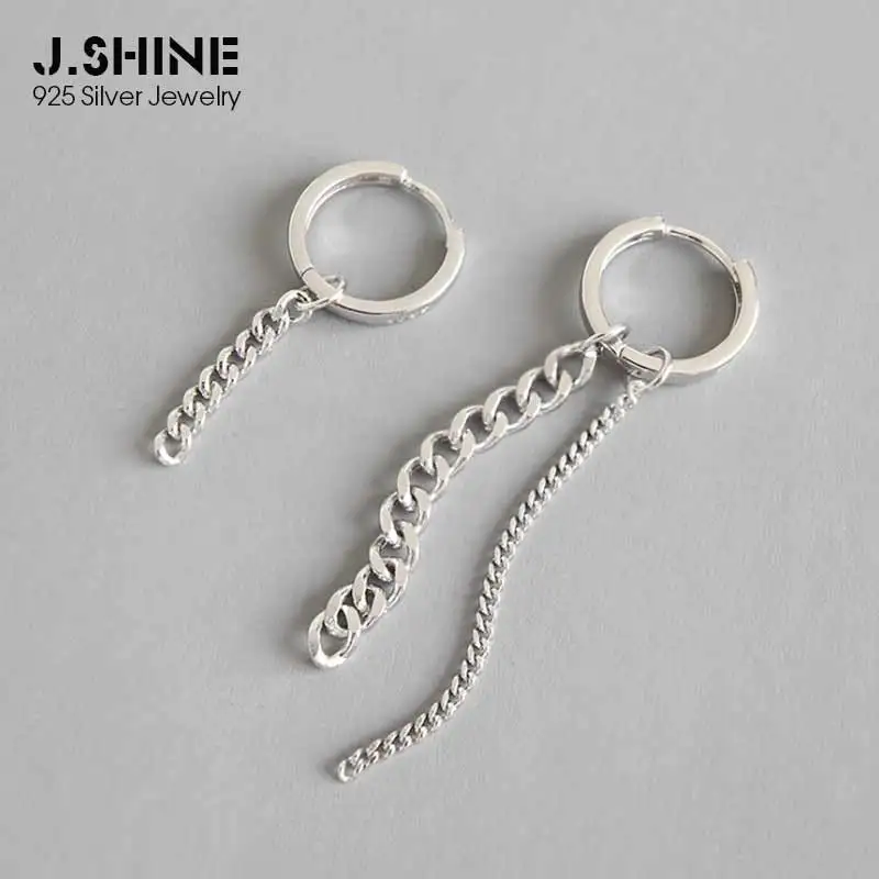 

JShine Authentic 925 Sterling Silver Asymmetric Earrings Vintage Wide Chain Link Earrings for Women Costume Jewelery Earrings