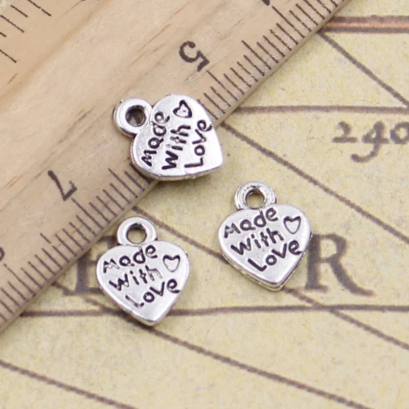 50pcs Charms Heart Made With Love 12x10mm Antique Gold Bronze Silver Color Pendants Making DIY Handmade Tibetan Finding Jewelry
50pcs Charms Heart Made With Love 12x10mm Antique Gold Bronze Silver Color Pendants Making DIY Handmade Tibetan Finding Jewelry