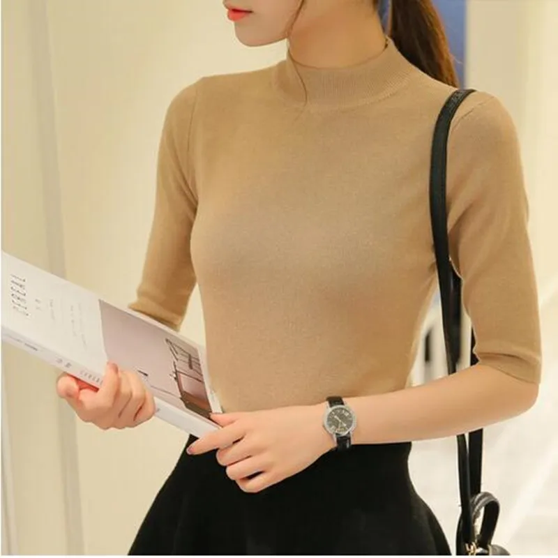 2021 new spring Korean half sleeve shirt collar solid elastic thin sweater five Sleeve Sweater Girl
2021 new spring Korean half sleeve shirt collar solid elastic thin sweater five Sleeve Sweater Girl