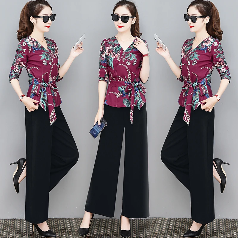 Autumn Outfit New Suit Loose Korean Fashion 2019 Fall Floral Print Blouse Top Wide-Legged Pants Two-Piece Clothing Set Women
Autumn Outfit New Suit Loose Korean Fashion 2019 Fall Floral Print Blouse Top Wide-Legged Pants Two-Piece Clothing Set Women