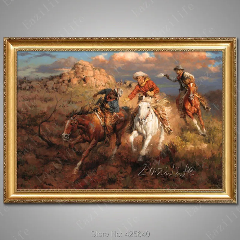 Hand painted canvas oil paintings Western Cowboy Oil painting on canvas wall pictures for living room wall art canvas Horse 13
Hand painted canvas oil paintings Western Cowboy Oil painting on canvas wall pictures for living room wall art canvas Horse 13