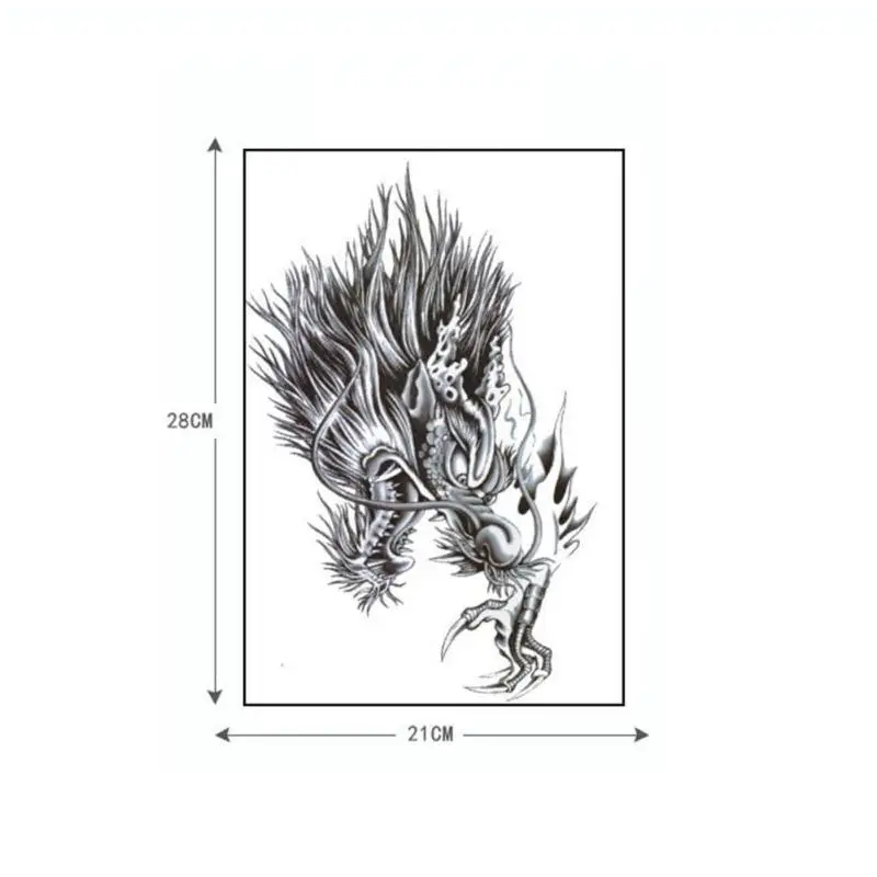 Dragon temporary tattoo large half shoulder arm fake transfer dragon stickers sexy men waterproof designs 21*28cm B3 | Красота и