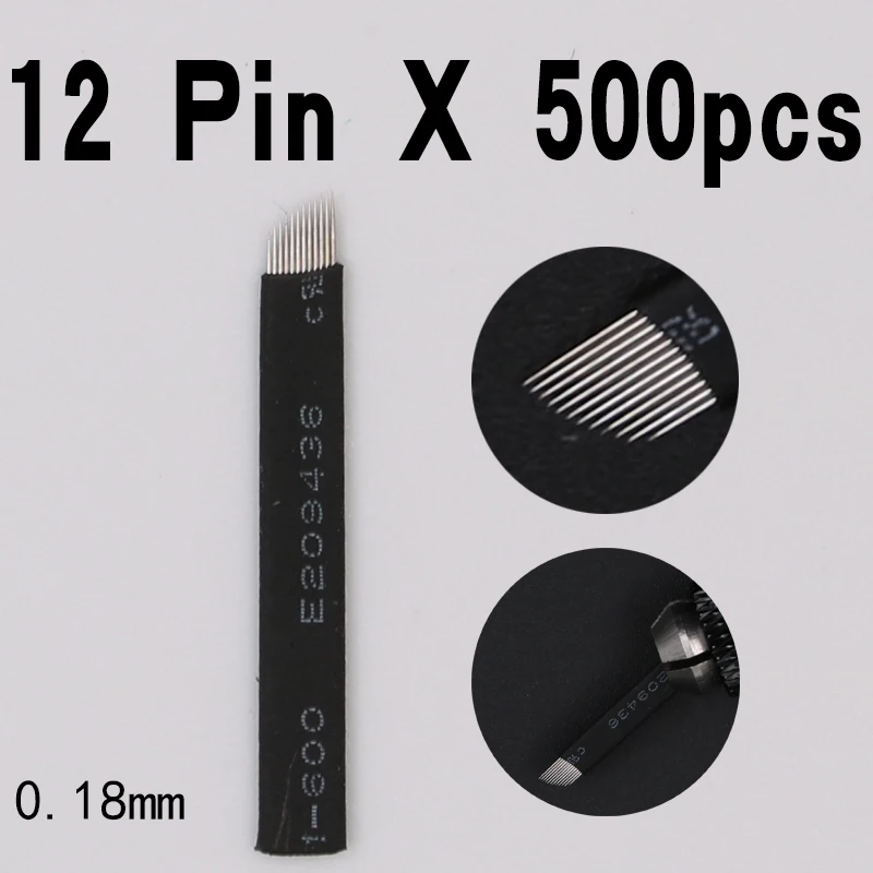500 PCS Permanent Makeup Manual Eyebrow Tattoo Needles Blade 12 Pin For 3D Embroidery Microblading Tattoo Pen black
500 PCS Permanent Makeup Manual Eyebrow Tattoo Needles Blade 12 Pin For 3D Embroidery Microblading Tattoo Pen black
