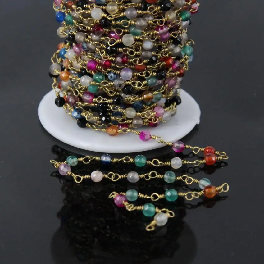 5Meters,Multicolor Agates Faceted Round Bead Copper Rosary Chain,Mixed Natural Stone Link Brass Wire Wrapped Chain
5Meters,Multicolor Agates Faceted Round Bead Copper Rosary Chain,Mixed Natural Stone Link Brass Wire Wrapped Chain
