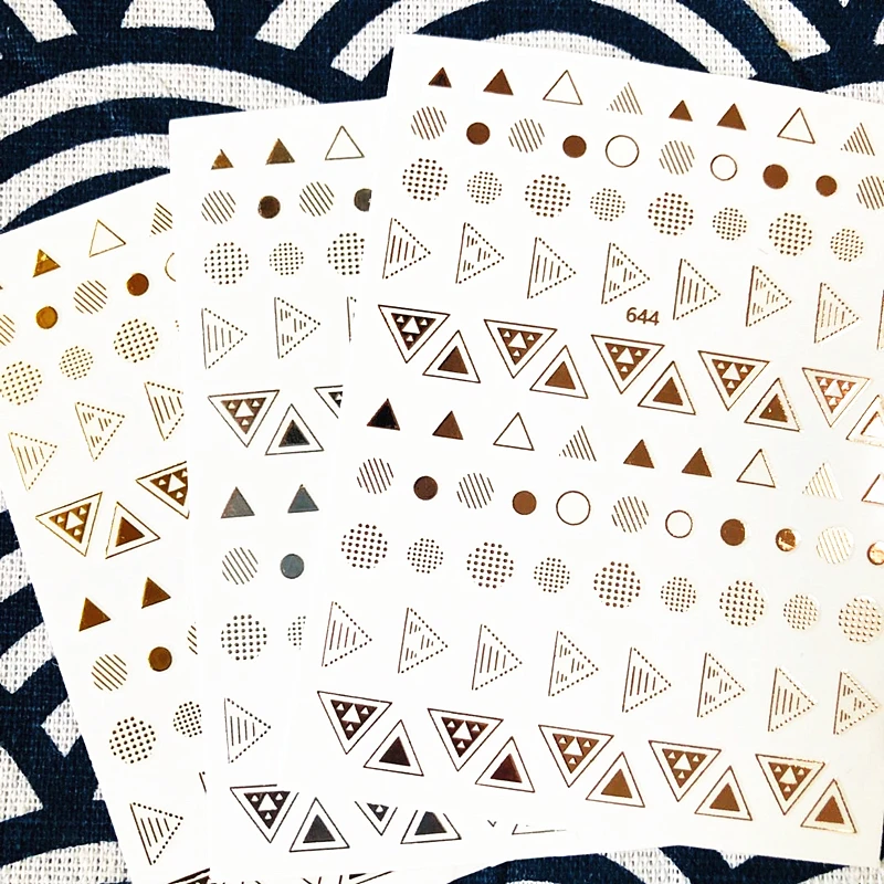 644 series ROSE Gold Silver Triangular geometry s 3d nail art stickers decal template diy nail tool decorations
644 series ROSE Gold Silver Triangular geometry s 3d nail art stickers decal template diy nail tool decorations
