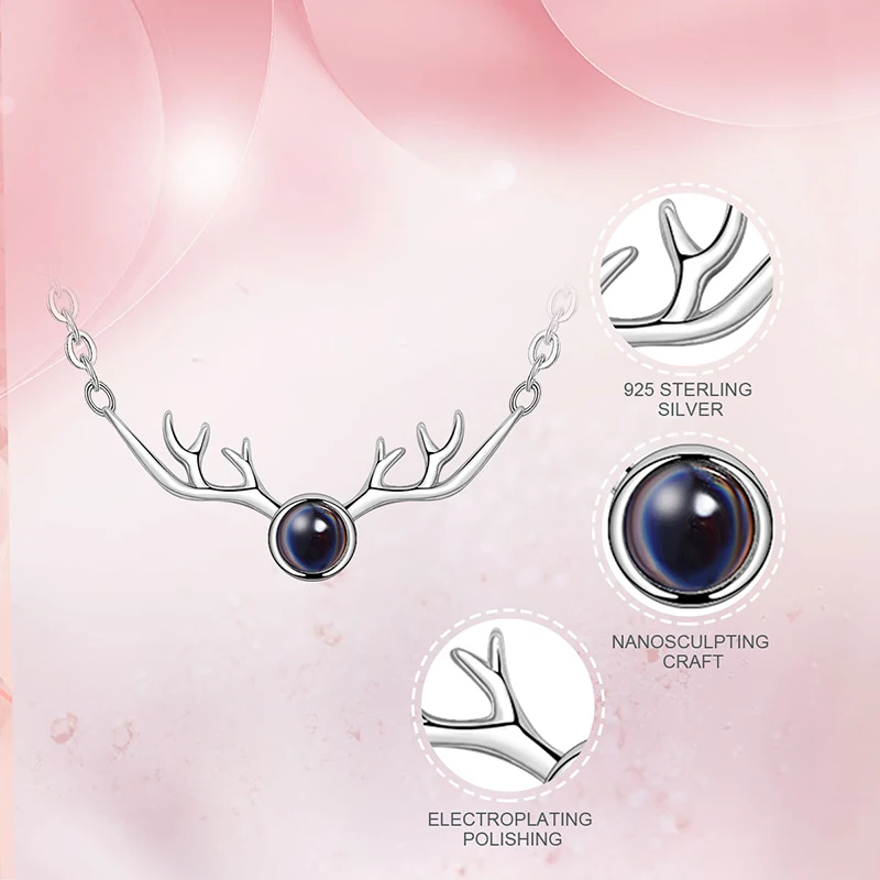 Eudora Rose Gold 925 Sterling Silver 100 Language i love you Necklace Cute Antlers Pendant for Women Girls Romantic Gift
Eudora Rose Gold 925 Sterling Silver 100 Language i love you Necklace Cute Antlers Pendant for Women Girls Romantic Gift
