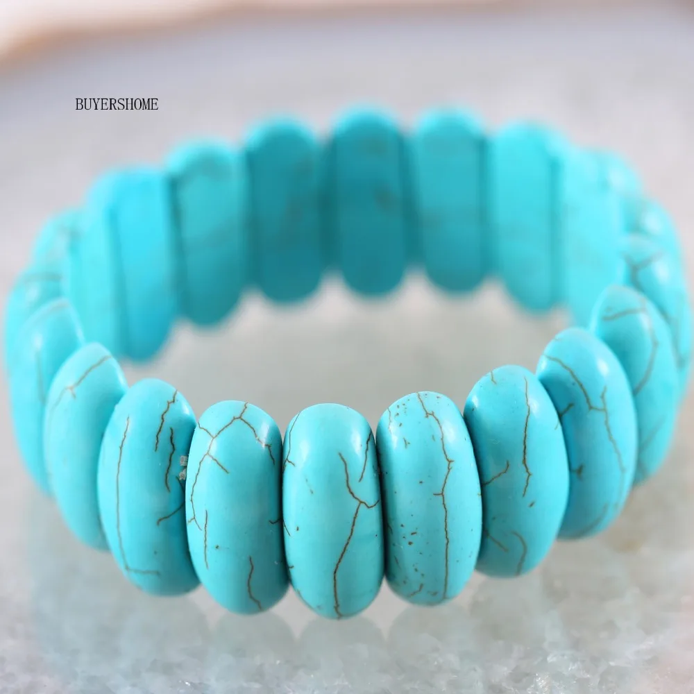 Free Shipping Women Jewelry Handmade Stretch Natural Stone Red Green White Howlite Beads Bracelet 8" 1Pcs H607-609 | Украшения и