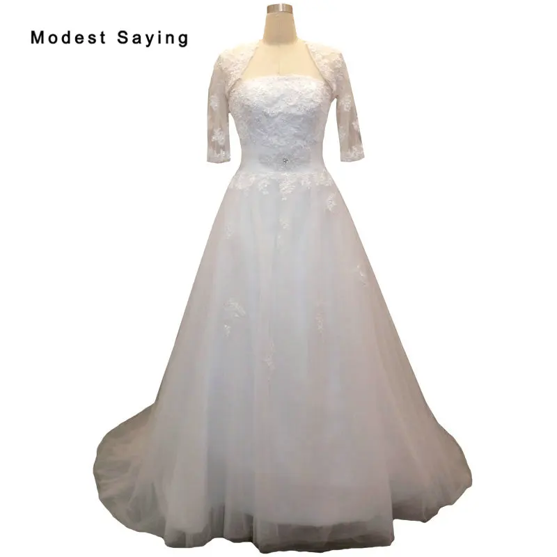 Elegant Ivory A-Line Beaded Lace Wedding Dresses 2019 with Half Sleeves Boleros Formal Women Long Bridal Gowns vestido de noiva
Elegant Ivory A-Line Beaded Lace Wedding Dresses 2019 with Half Sleeves Boleros Formal Women Long Bridal Gowns vestido de noiva