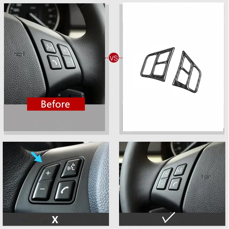 Carbon fiber Steering Wheel Buttons Frame Decoration Cover Trim 2pcs for BMW 3 series e90 320i 318i 325i 2005-12 Car Styling
Carbon fiber Steering Wheel Buttons Frame Decoration Cover Trim 2pcs for BMW 3 series e90 320i 318i 325i 2005-12 Car Styling
