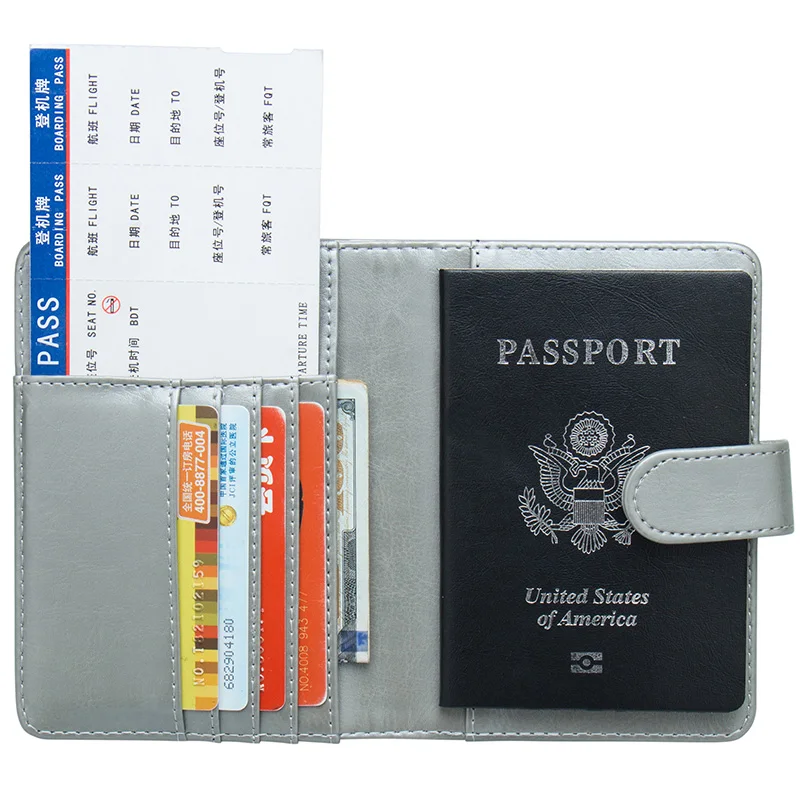 Твердый масляный мягкий и коричневый Держатель для паспорта со встроенной RFID