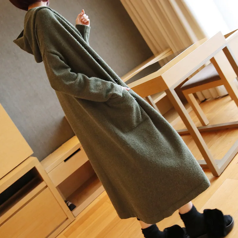 European stationmaster knit cardigan women autumn and winter new women's solid color hooded loose large size sweater coat
European stationmaster knit cardigan women autumn and winter new women's solid color hooded loose large size sweater coat