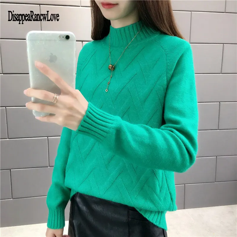 2021 Korean Fashion Women Sweaters and Pullovers Sueter Mujer Ruffled Sleeve Turtleneck Solid loose Sexy Elastic Women Tops 
2021 Korean Fashion Women Sweaters and Pullovers Sueter Mujer Ruffled Sleeve Turtleneck Solid loose Sexy Elastic Women Tops