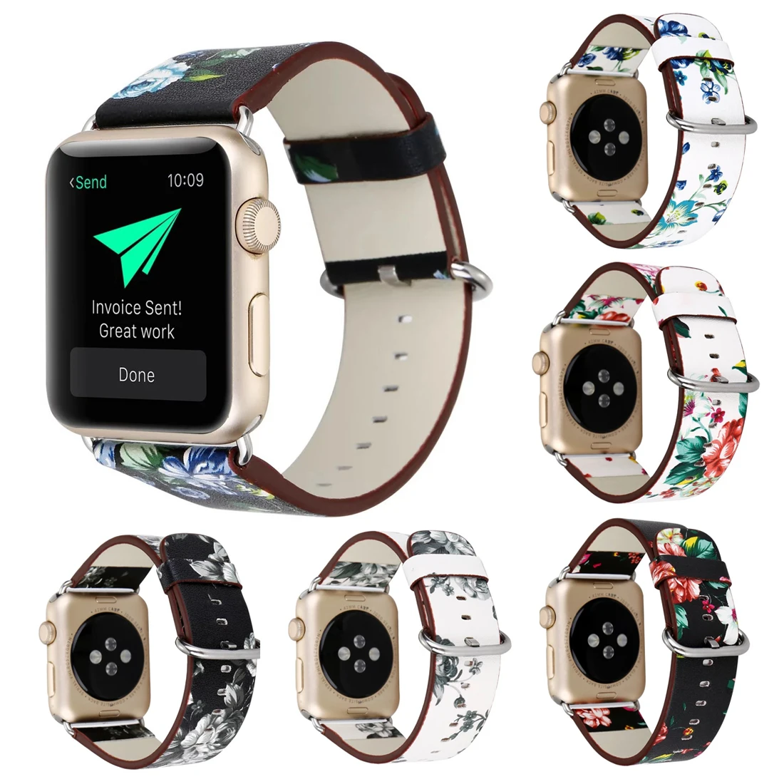 Горячая Распродажа кожаный ремешок с цветочным принтом для Apple Watch 42 мм/38 мм iwatch 3 2