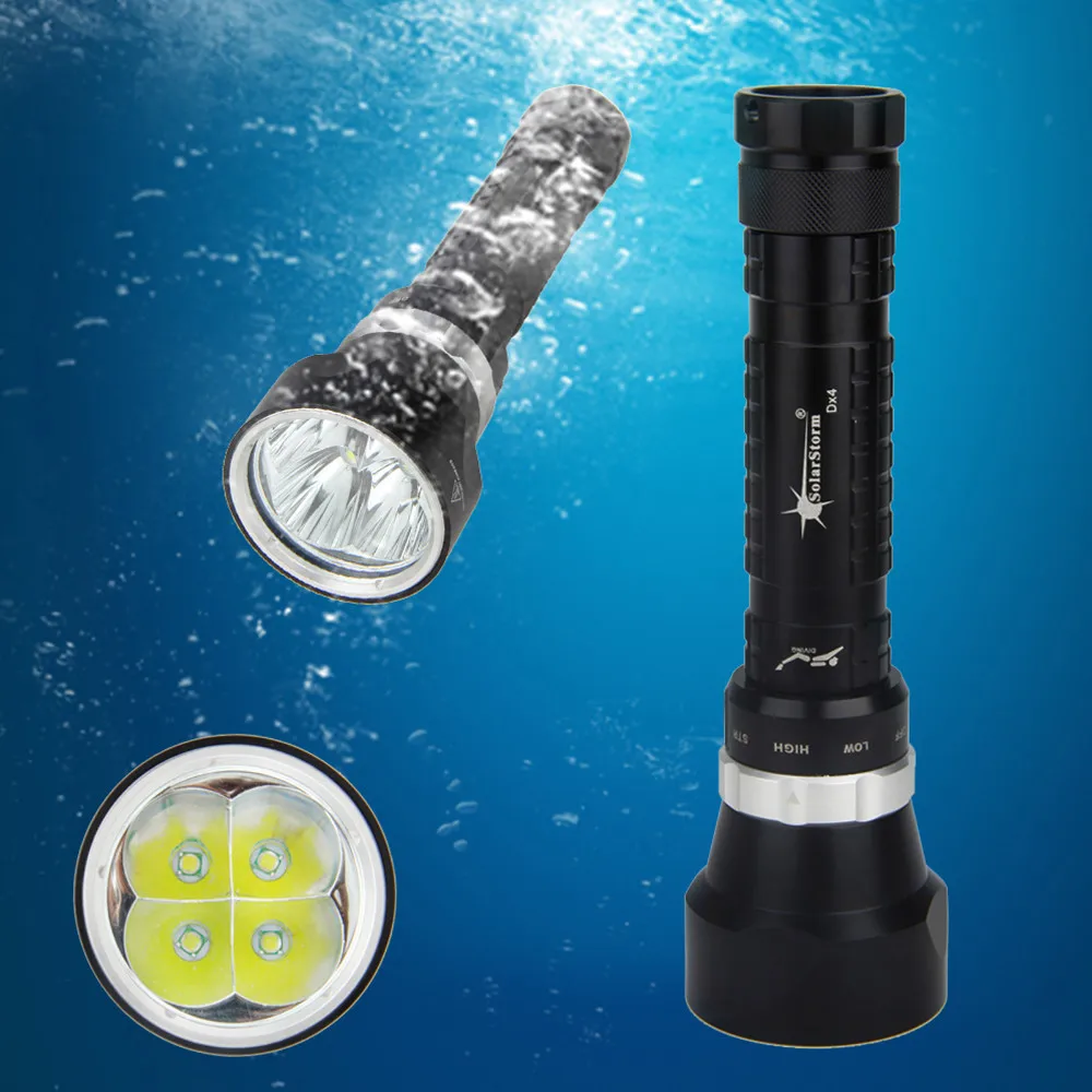 SolarStorm 2000 Lumen Scuba Diving 4x XML T6 LED Underwater Flashlight Torch Waterproof Light 26650 6800mAh Battery Charger
SolarStorm 2000 Lumen Scuba Diving 4x XML T6 LED Underwater Flashlight Torch Waterproof Light 26650 6800mAh Battery Charger
