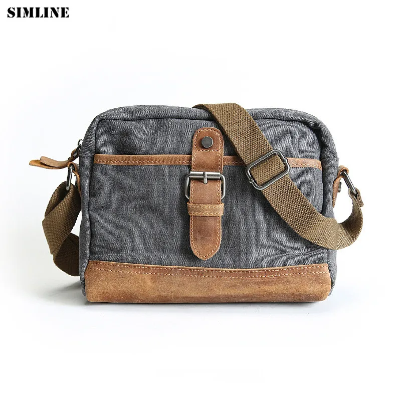 SIMLINE Canvas And Crazy Horse Genuine Leather Messenger Bag Men Vintage Casual Men's Shoulder Crossbody Bags Handbag For Male
SIMLINE Canvas And Crazy Horse Genuine Leather Messenger Bag Men Vintage Casual Men's Shoulder Crossbody Bags Handbag For Male