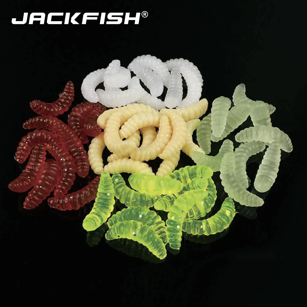 JACKFISH 50 шт./лот 2 см 0 3 г личинка мягкая рыболовная приманка крючки черви с запахом