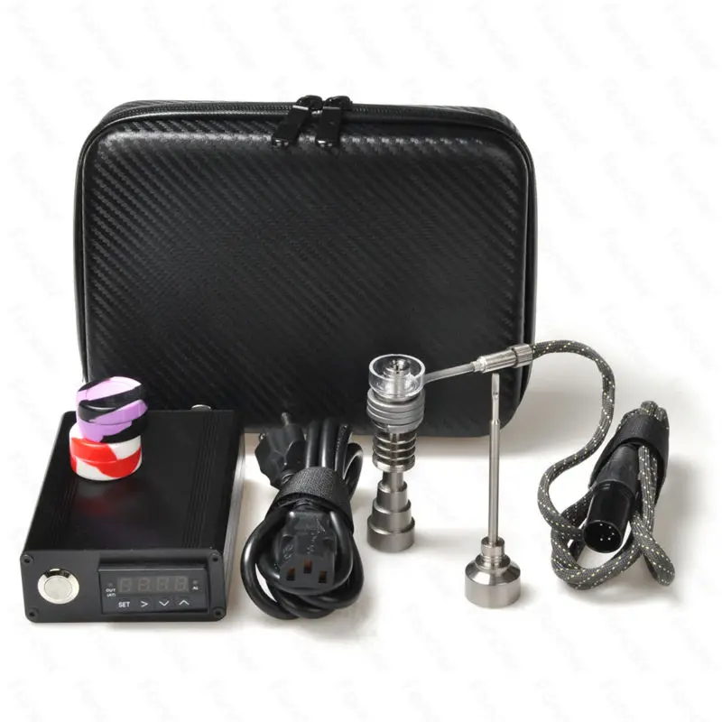 Fancier electric nail Kit 110V / 220V Heater Coil 10mm 16mm 20mm with Hybrid Quartz Titanium Nail carb cap Silicon Jars In stock
Fancier electric nail Kit 110V / 220V Heater Coil 10mm 16mm 20mm with Hybrid Quartz Titanium Nail carb cap Silicon Jars In stock