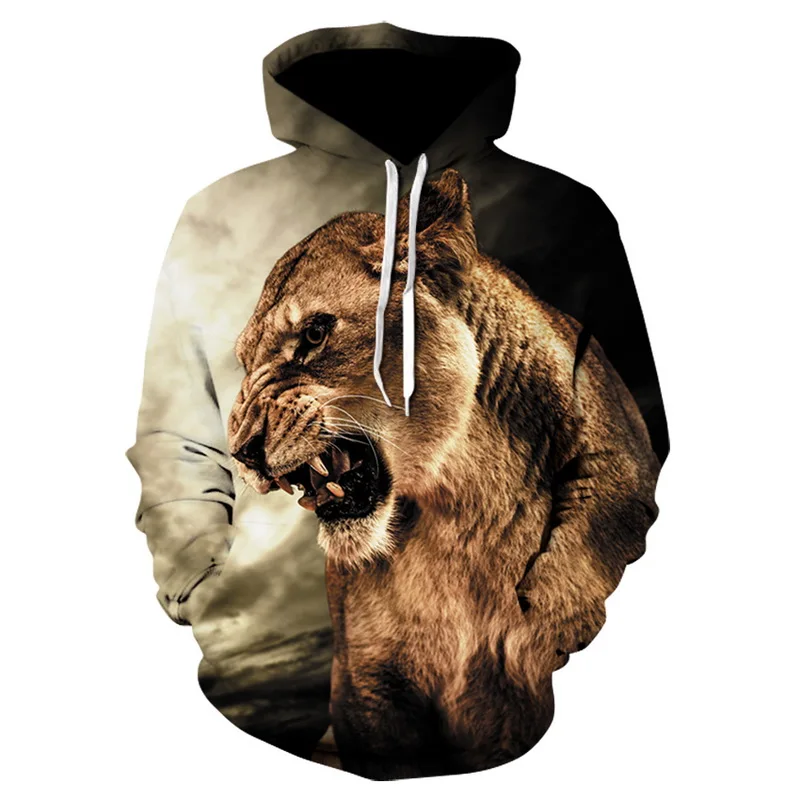 Фото Лев 3d печатных капюшоном рубашки толстовки Повседневное Graphic Hoodie забавные