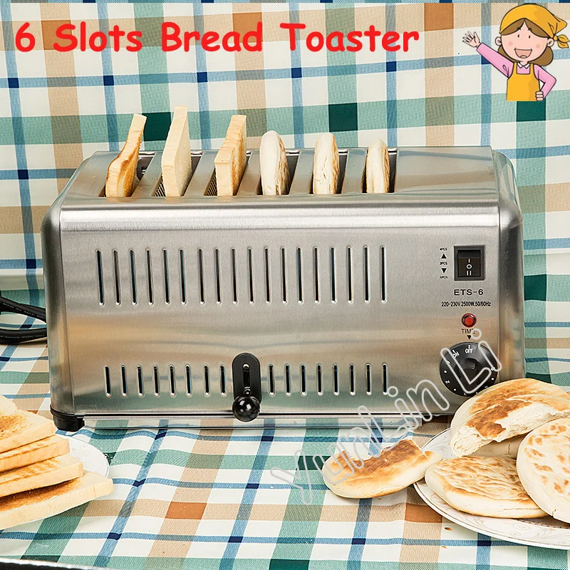 6 Slots Household Breakfast Toaster Commercial Assistant Full Stainlles Steel Toast Oven ETS-6 | Бытовая техника