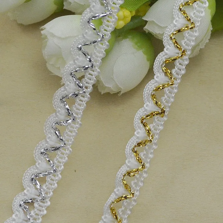 Gold Dog Teeth Lace Trim Small Circular Mache Knittg Wave Ribbon Lace DIY Cloth Accessory Wedding Decoration Curved Silver Lace
Gold Dog Teeth Lace Trim Small Circular Mache Knittg Wave Ribbon Lace DIY Cloth Accessory Wedding Decoration Curved Silver Lace