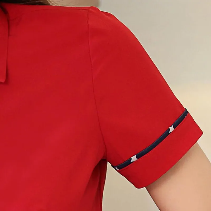 New fashion summer women red shirt OL formal slim double collar short sleeve chiffon blouse white office ladies plus size tops
New fashion summer women red shirt OL formal slim double collar short sleeve chiffon blouse white office ladies plus size tops