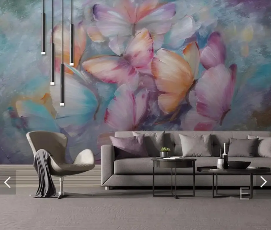 

Hand Painting Flower Butterfly Wallpaper 3D Wall Mural for Living Room Contact Paper Wall Papers Roll Murals Customize