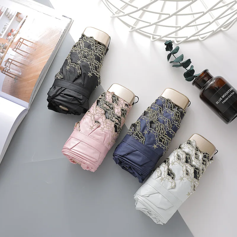 Mini Five-fold Umbrella Embroidered Black Glue Mini Pocket Umbrella Sun Umbrella Dual Use Black Glue Sun Umbrella S514
Mini Five-fold Umbrella Embroidered Black Glue Mini Pocket Umbrella Sun Umbrella Dual Use Black Glue Sun Umbrella S514