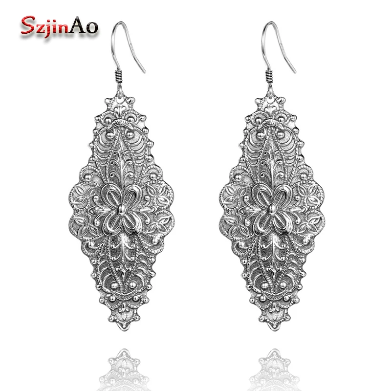 Szjinao Bowknot Pattern Antique 100% Handmade 925 Sterling Silver Wedding Earrings for Women Bohemia Earrings Costume Jewelry
Szjinao Bowknot Pattern Antique 100% Handmade 925 Sterling Silver Wedding Earrings for Women Bohemia Earrings Costume Jewelry